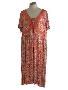 Torrid Maxi Floral Crochet Lace Accent Boho Style Dress Torrid Size 4